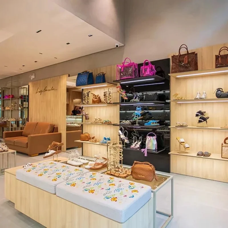 

custom.Custom Retail Shoe Store Display Design Custom Women Bag Shop Wall Rack Metal Hanging Display Stand