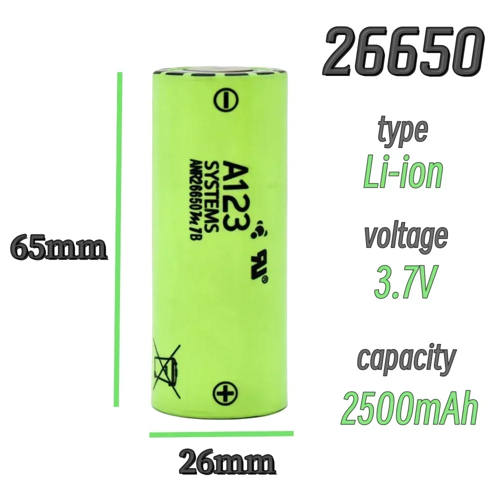 100% nuovissimo M1B 26650 2500mAh 3.7V agli ioni di litio ad alta scarica 3.7V ANR26650 batteria ricaricabile agli ioni di litio