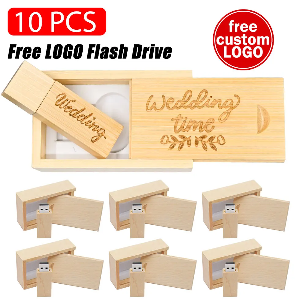 10pcs/lot Customize Wooden LOGO Free USB Pen Drive 4GB 8GB USB 2.0 Stick 16GB 32GB Flash Drive Exquisite Wood Photography Gift