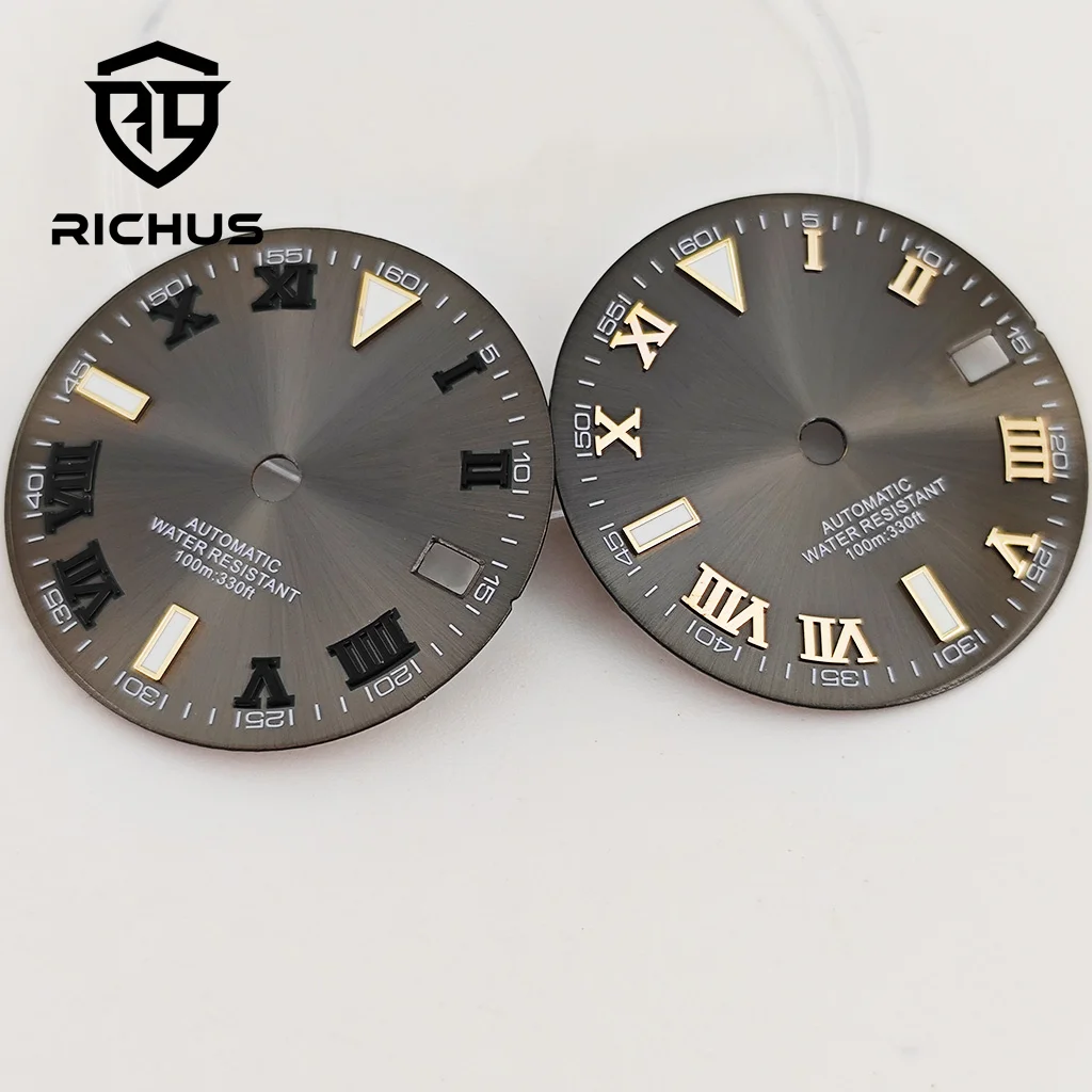 RICHUS NH35 Zifferblatt 29 mm Zifferblatt Schwarz Blau Zifferblatt Grün Leuchtend Fit NH34 NH35 NH36 Uhrwerk Passend für 3/3,8 Uhr Krone