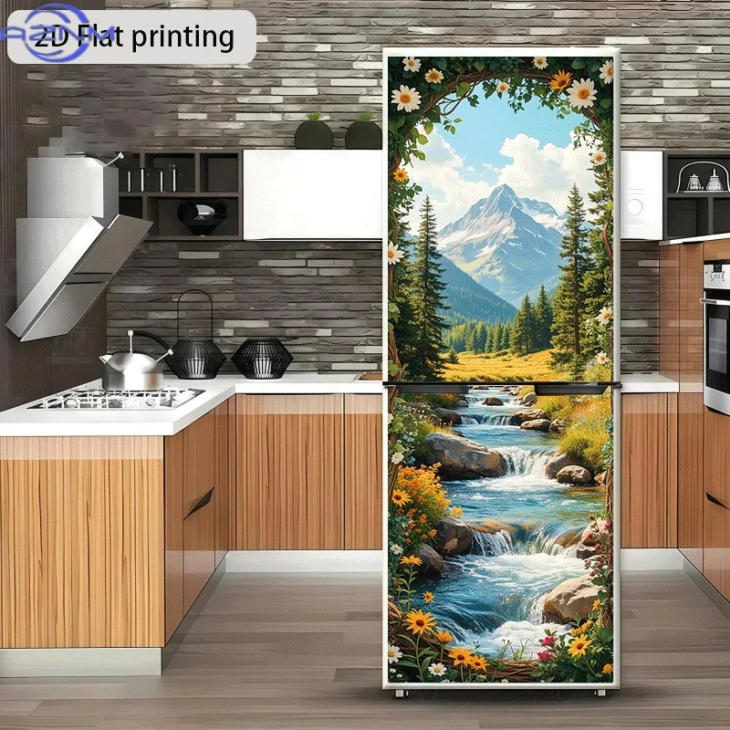 1pc of Landscape Stream Flower Path Themed Design Wall Sticker, Self-Adhesive Wallpaper Suitable for Cabinets And Wardrobes