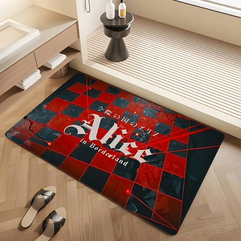 A-Alice In B-Borderland Door Mat Washable Non-Slip Living Room Sofa Chairs Area Mat Kitchen Doormat Area Rug