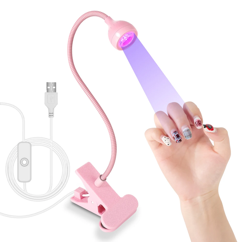 Nail LED UV Lamp for Drying Gel Nails Polish Clip-On Flexible Desk Mini Portable USB Nail Lamp UV Light Dryer for Manicure Salon