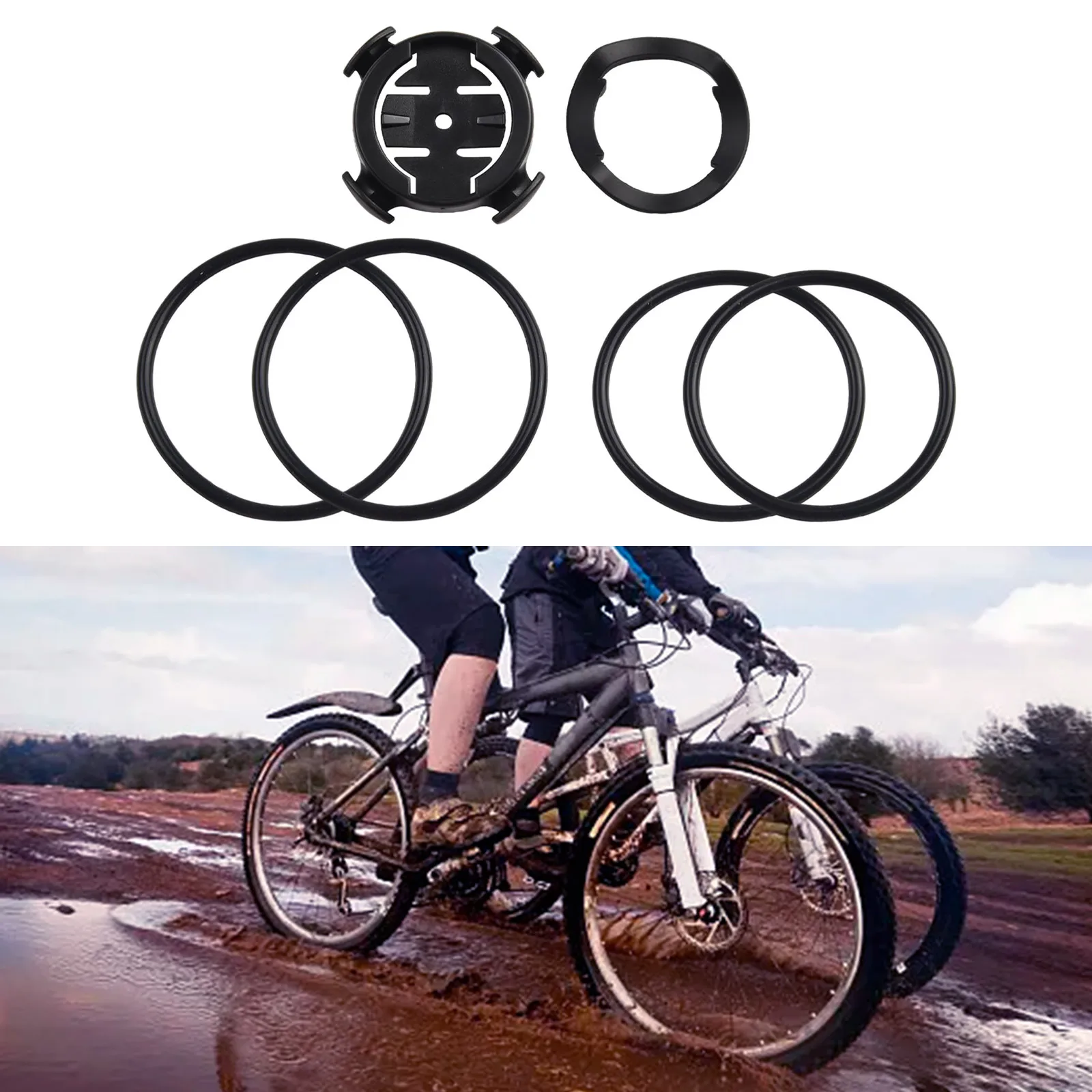 Set Fahrradcomputerhalterung Fahrradausrüstung Ersatz ABS + Gummi Black Edge Quarter Turn für Garmin Ersatzteile