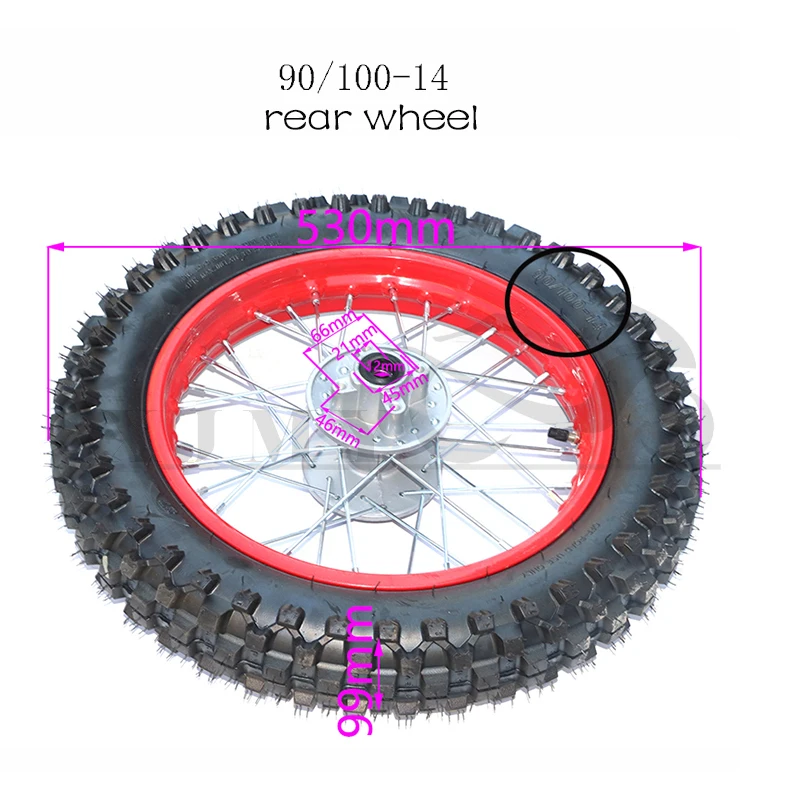 110 Apollo Mini Golf Cross Country Motorcycle Accessories 90 / 100-14 70 / 100-17 Inch Tire with Hub Moto Tires Conversion Part