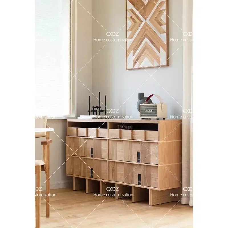Nordic Solid Wood Black Walnut Side Cabinet Modern Simple Bedroom Storage Locker Living Room Drawer Unit Home Furniture