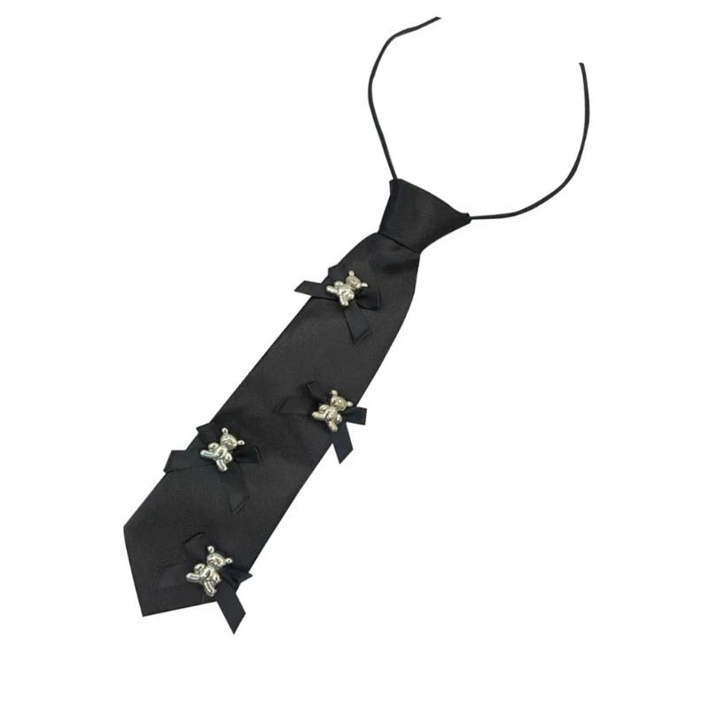 5ASD 유니폼 검은 넥타이 남성용 조절 식 밴드 여성 내구성 폴리 에스테르 직물의 날 밤 사용