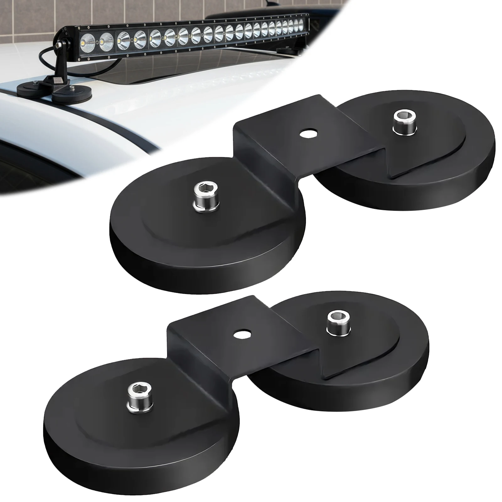 

2PCS Magnetic LED Light Bar Brackets Universal Fit Strong Sucker Holder LED Work Light Bar Holder for Off-Road Vehicles