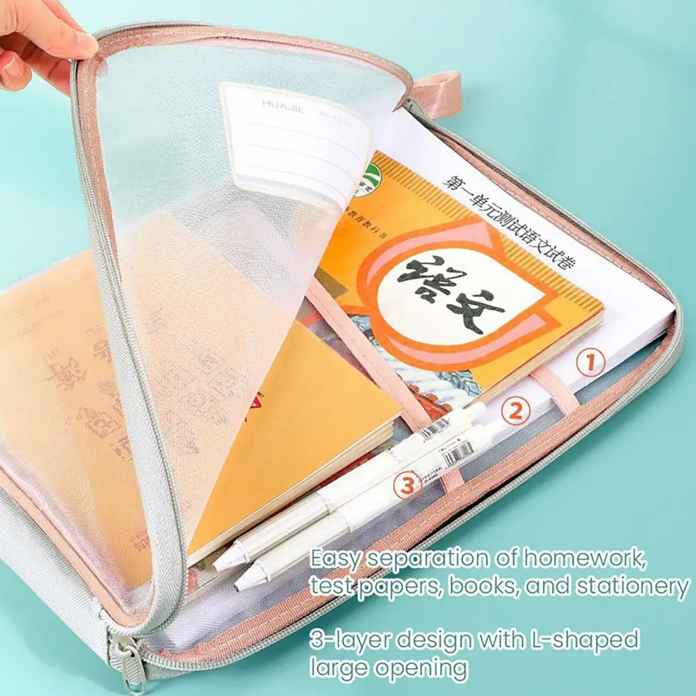 

A4 Letter Size Nylon Document Bag With Zipper Transparent Mesh File Folder Document Organizer For Home Office School Supplies