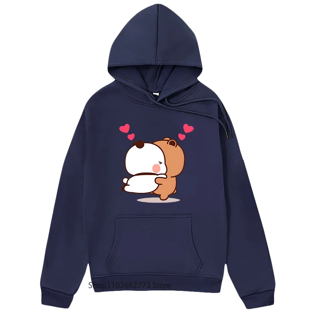 Women Kawaii Bubu Dudu Hoodie Panda and Brownie Bear Couple Sweatshirt Long-Sleeved Hoody O-neck Women Casual Men Cartoon Tops