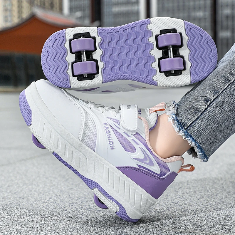 

Детские осенние и зимние каблуки на 2025: невидимые выдвижные роликовые туфли на 4 колесах для мальчиков и девочек