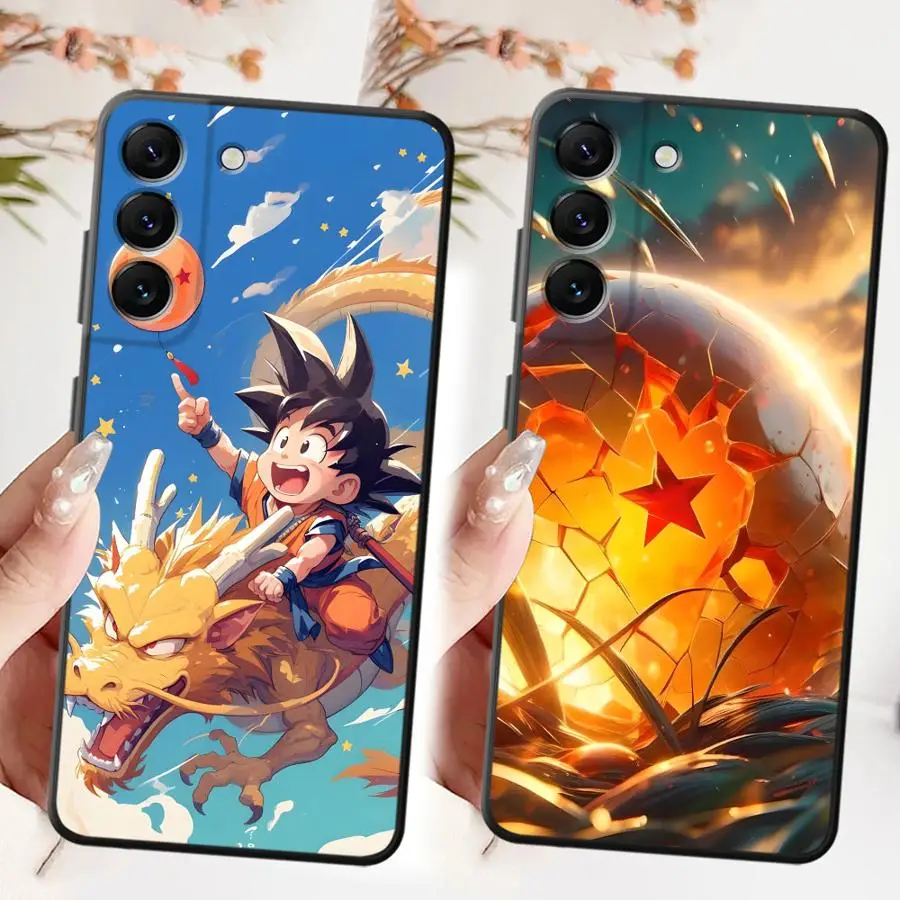 Caso para samsung galaxy a24 a55 a36 a51 a73 a35 a22 a52 a25 a71 a32 a41 a26 a72 a23 a53 preto macio capa de telefone dragon ball goku