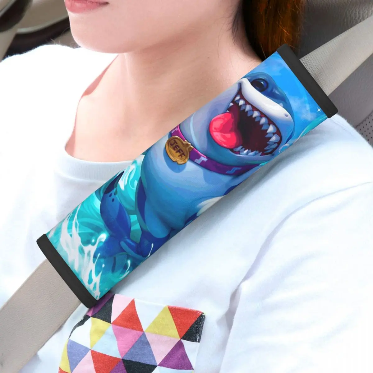 

Jeff The Land Shark Car Seat Straps Shoulder Pads Comfort Seat Belt Covers for Long Flight
