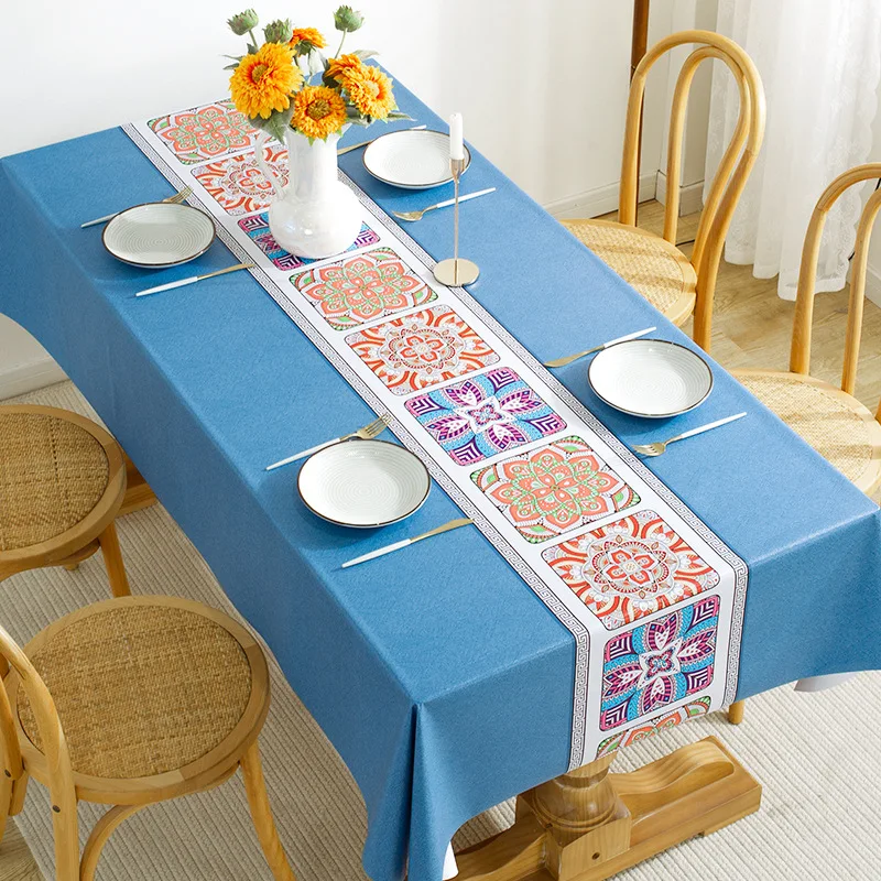 

Tablecover Waterproof Oilproof Anti-scalding PVC Table Mat Household Thickened National Style Wash Free Oil Proof Tablecover