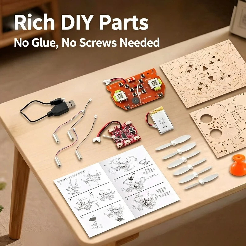Wooden Rc Quadcopters DIY Kit Electronics Educational RC Aircraft Assembly STEM Science Building Toy Gift for Boys Teenagers