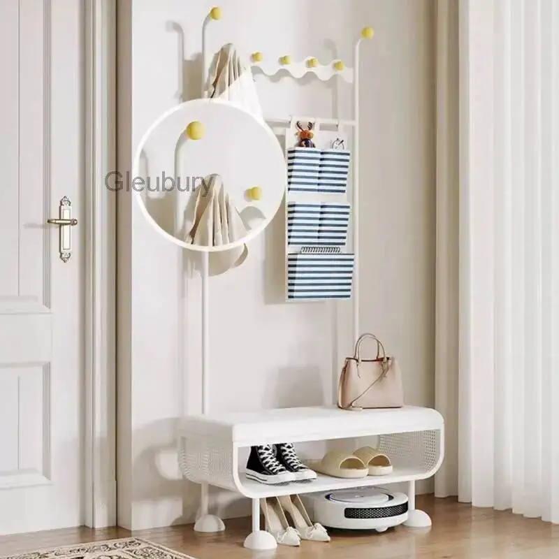 Perchero de ropa blanco de perfil bajo para secado y colgado, diseño nórdico para sala de estar y hotel, mobiliario de habitación