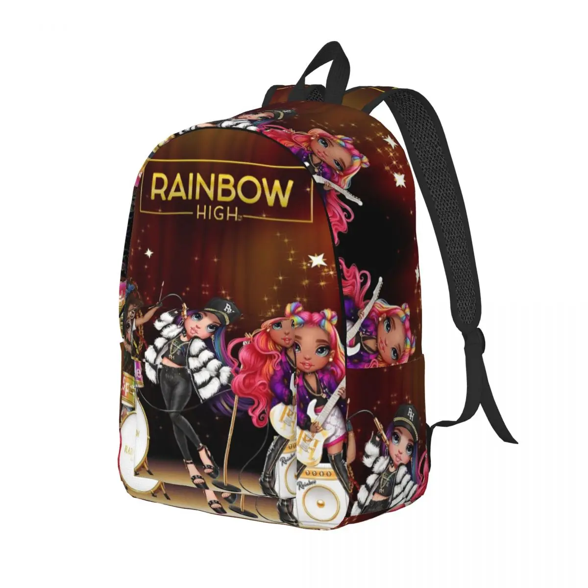 Rock Ur Heart Out Rainbow High Backpack for Preschool Kindergarten School Student Book Bags Boy Girl Kids Canvas Daypack Durable