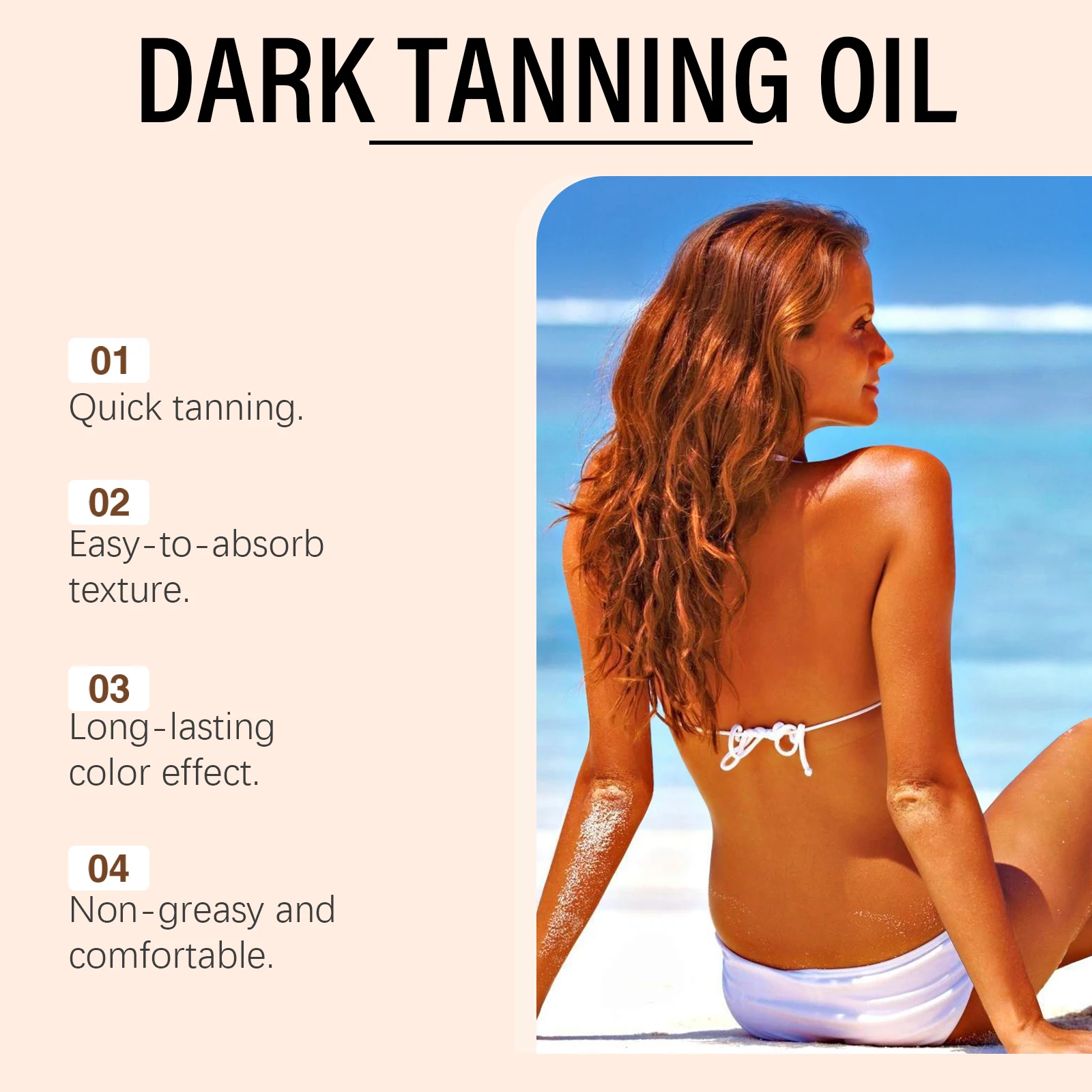 Deep Tanning Body Oil Fast Bronzing Glow with Coconut Oil Intense Moisturizing Long Lasting Tan Bronzing Oil for Beach Vacation