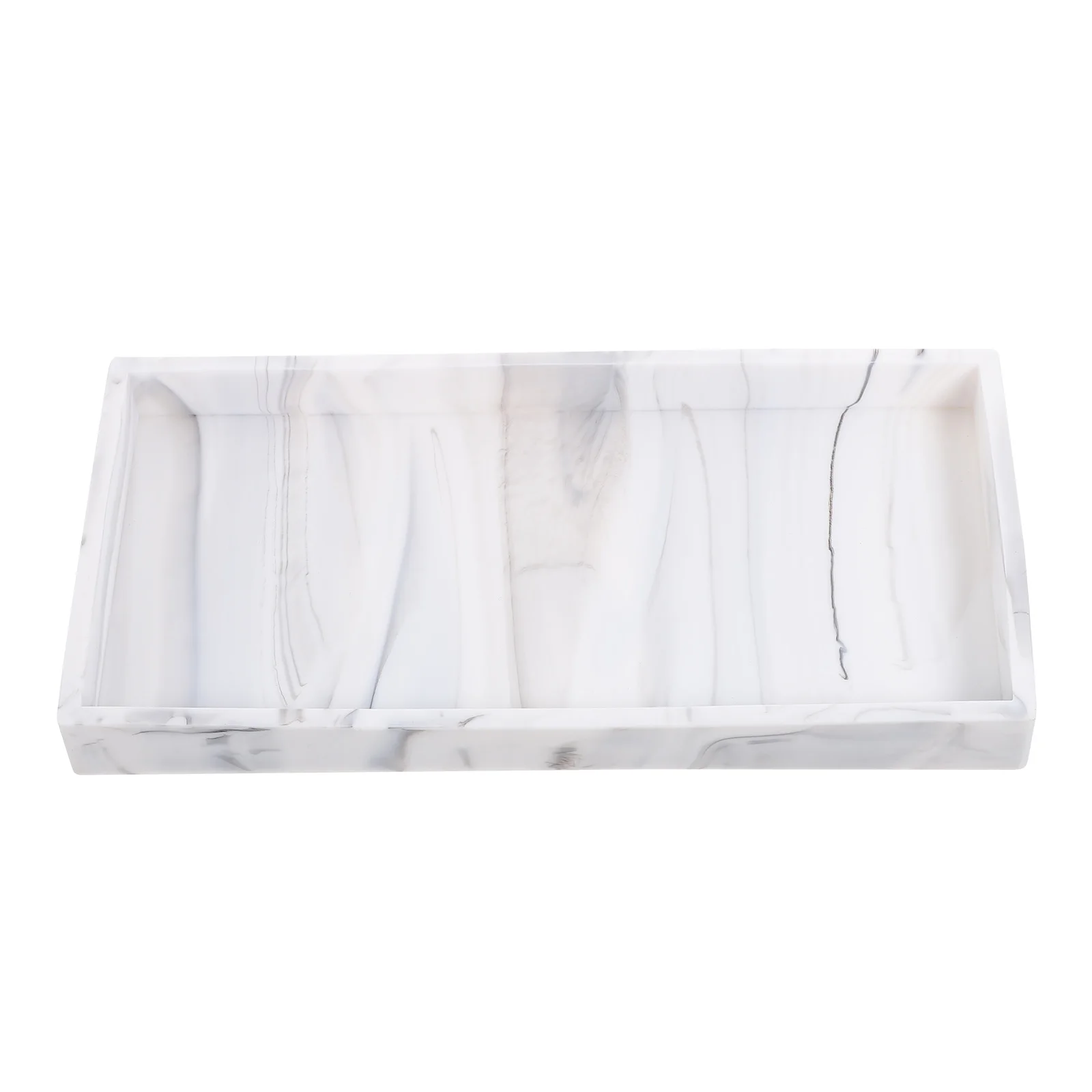 

Silicone Tray Bathroom Vanity Counter White Marble Small Size Water Resistant Storage Plate Rectangle Jewelry Holder