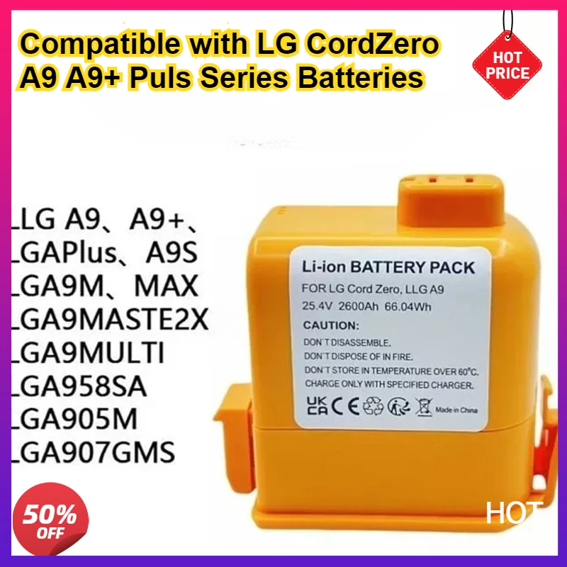 

Vacuum Cleaner Battery EAC63758601 for LG A9 A9+ A9 PLUS A905M A907GMS A905RM 2.2AH/2.6AH/3AH/3.2AH