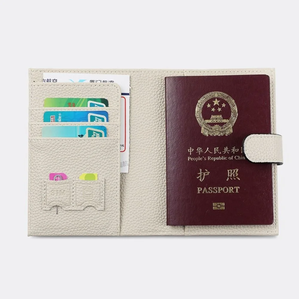 Waterproof Passport Cover with SIM Card Slots Multifunction Airplane Check-in Leather Passport Holder Ticket Folder Card Case