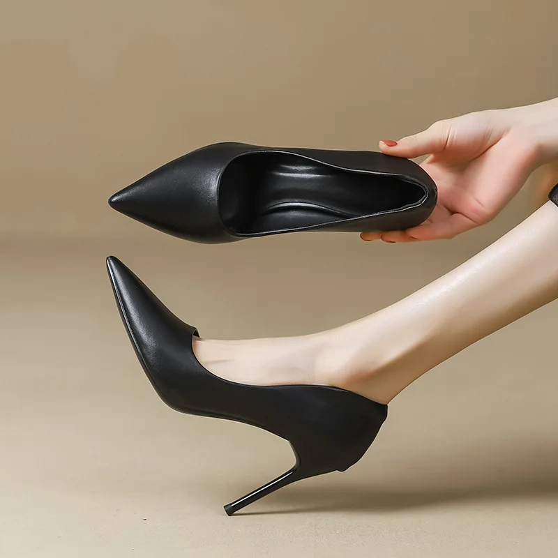 

Summer New Versatile Women's Pump Solid Color Shallow Mouth Design Temperament Female 10cm Super High Heels Wedding Single Shoes