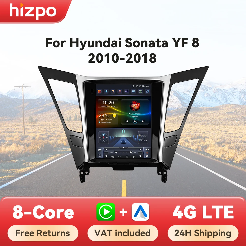 Hizpo For Tesla Style Car Radio Car Radio For Hyundai Sonata YF 8 2010 - 2018 Wireless CarPlay Android Auto Intelligent Systems