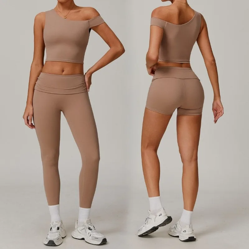 

Women's Slimming Yoga Set Naked Sensation Quick Drying Hip Lifting Beautiful Back Yoga Suit Outdoor Sports and Fitness Set