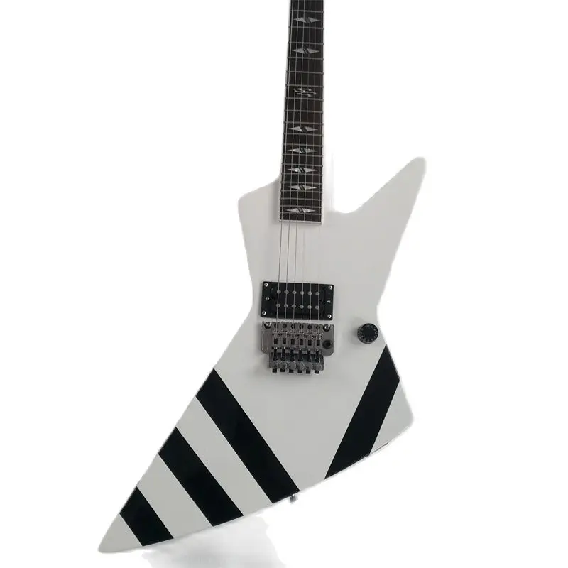 

Goose Type Electric Guitar, White Paint, Black Strip Character, Can Be Customized in Any Color