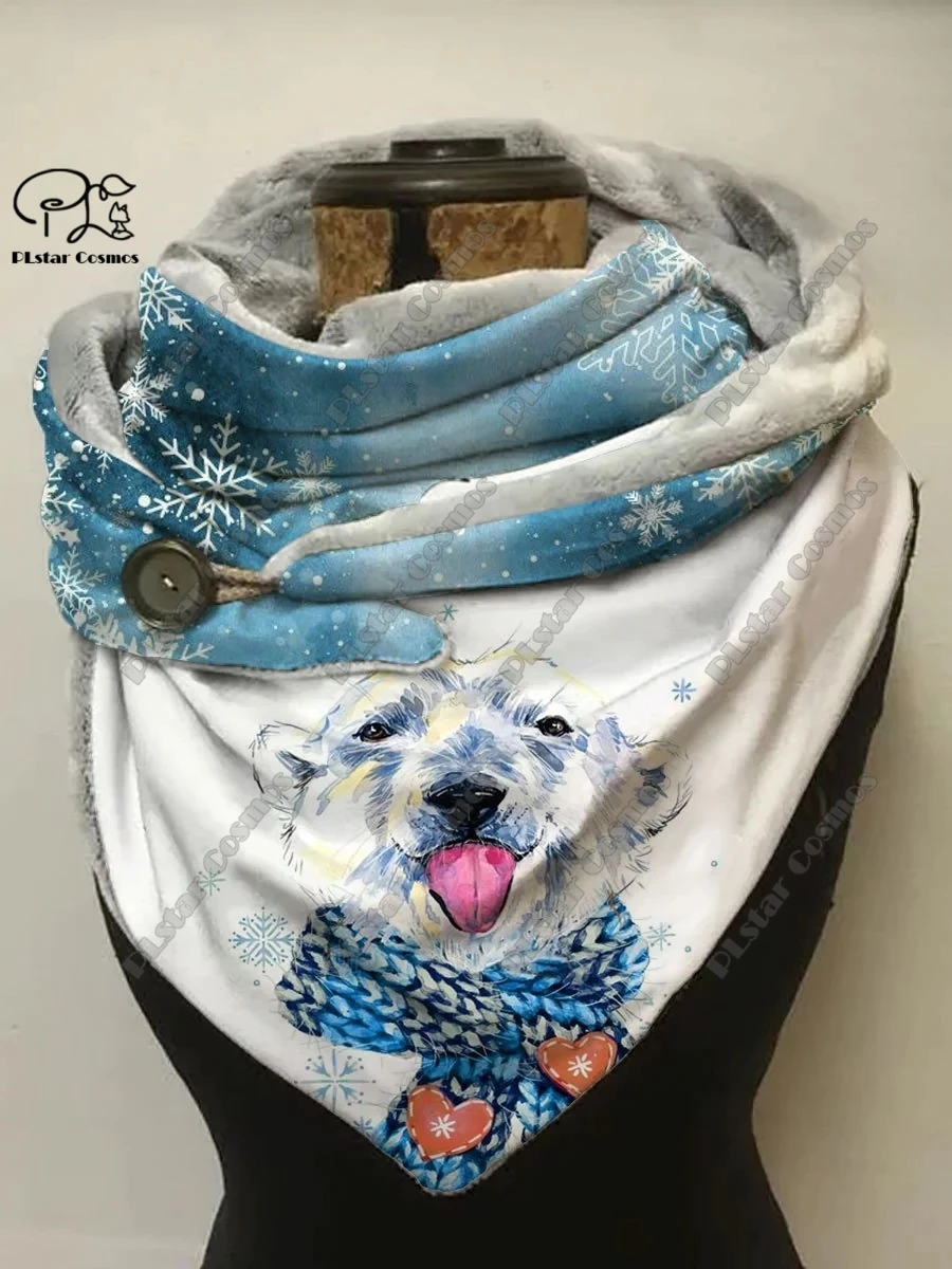 3D printed animal series cute panda and polar bear pattern printed warm shawl scarf spring and winter small triangle scarf