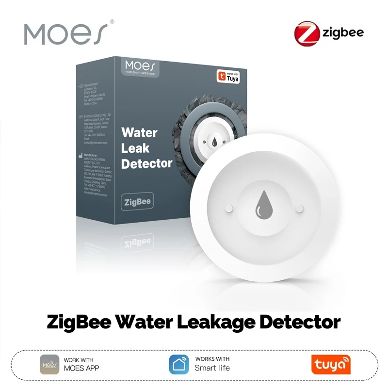 MOES Tuya ZigBee 스마트 누수 센서, 스마트 홍수 감지기 알람, 누수 침수 경고, 스마트 라이프 앱, 원격 모니터링
