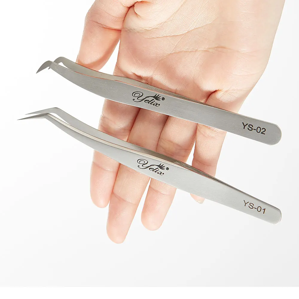 Yelix Eyelash Tweezers Volume Lash Tweezers Pincet Stainless Steel Eyebrow Tweezer Professional Hyperfine High Precision