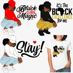 Black Women Patch On abbigliamento Iron On Transfers Patch African Lady Thermal Sticker fai da te Black Queen Melanin Heat Transfer decalcomanie