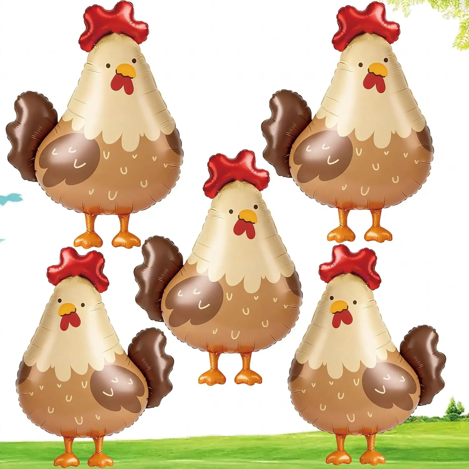2/5 Pcs Chick Balloons Farm Chicken Shaped Balloons for Spring Farm Animal Theme Easter Egg Hunt Party Barnyard Birthday Decora