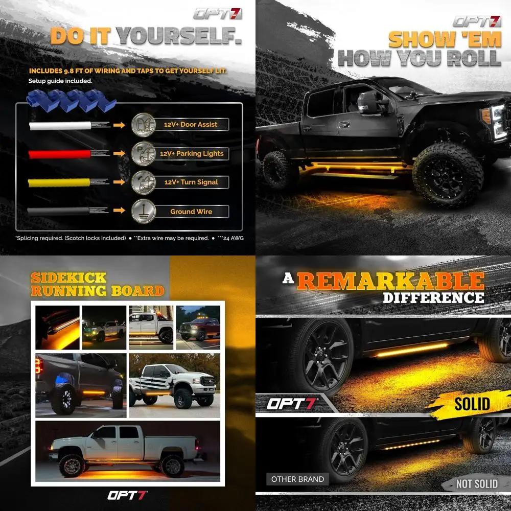 

Sidekick 86-дюймовые подсветки для беговой доски, 2 шт. светодиодные ленты с последовательным янтарным указателем поворота, DRL, белый подсветка для расширенного экипажа Ca