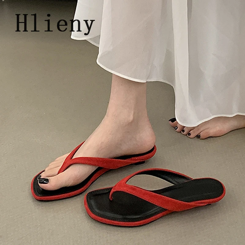 

Женские шлепанцы Hlieny 2026: летние сандалии с квадратным носком, модный дизайн, низкий каблук-танкетка, открытые туфли-слайды