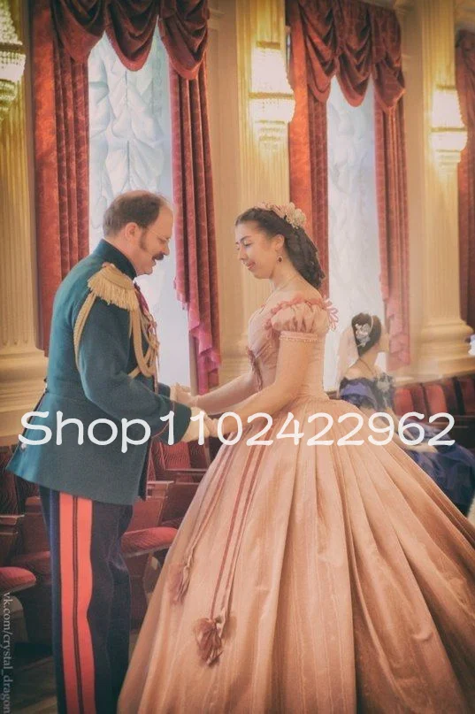 Pink Historical Costume Victorian Prom Occasion Dresses Fairy Off Shoulder Belle Epoque Bordeaux Princess Evening Gown