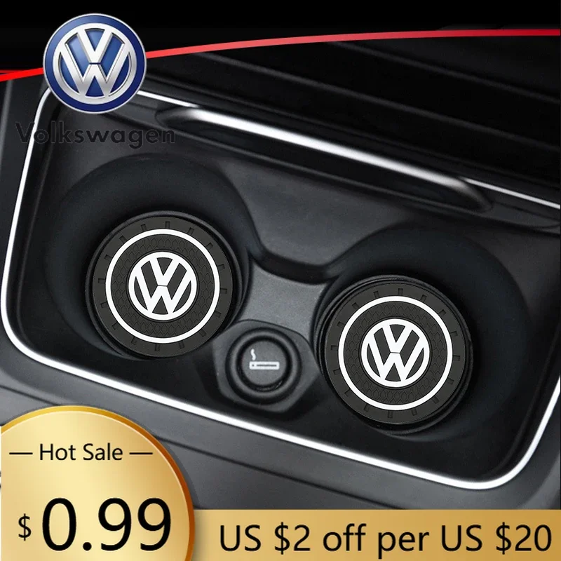 

For VOLKSWAGEN VW Car Coaster For Volkswagen VW GOLF Polo Tiguan TOURAN PASSAT Water Cup Bottle Holder Anti-slip Pad Mat Silica