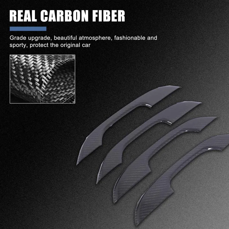 لكاديلاك إسكاليد 2021-2023 ألياف الكربون الحقيقية مقبض باب السيارة الإطار الديكور غطاء الكسوة ملصق اكسسوارات السيارات
