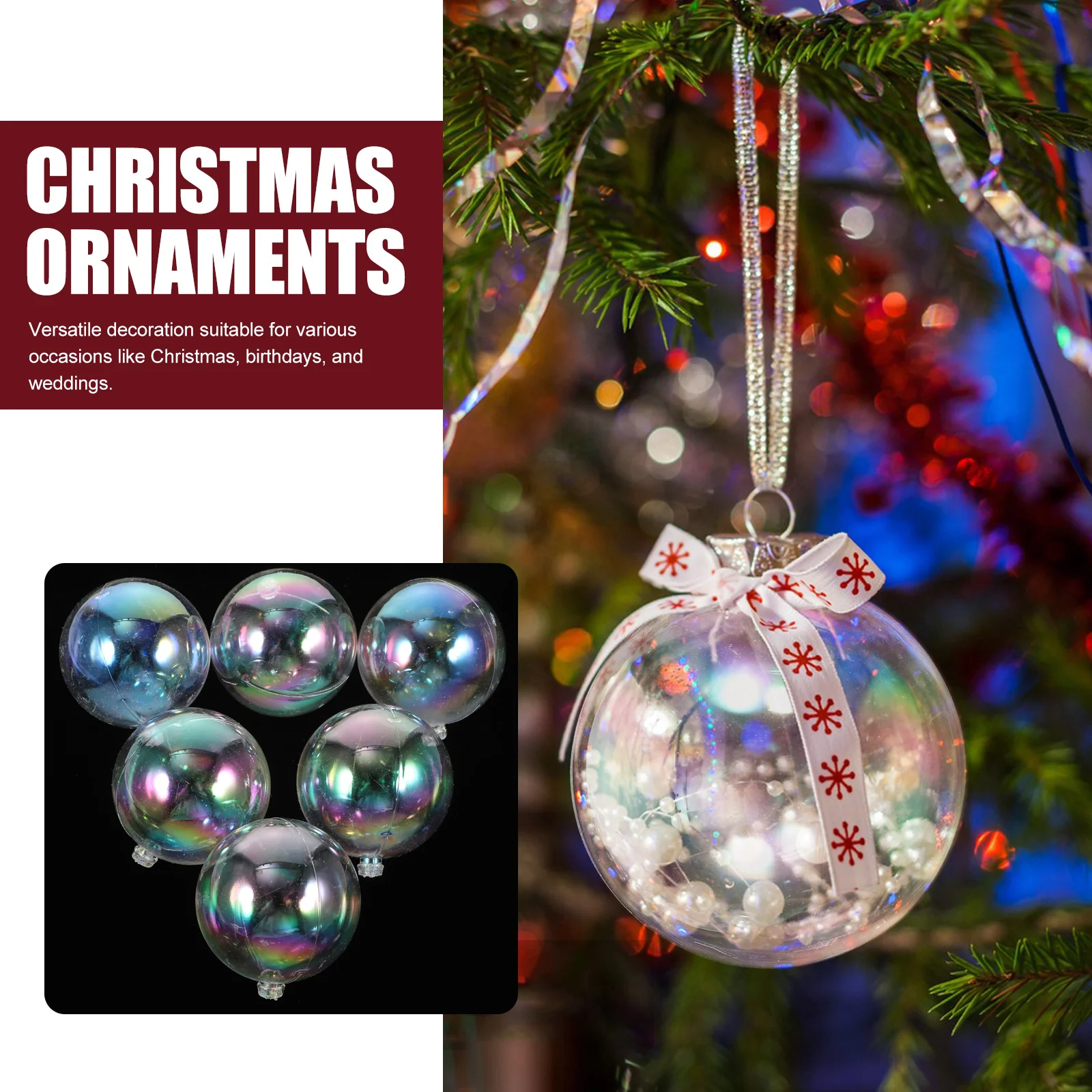 

20Pcs Vibrant Christmas Balls Ornament Set Rainbow Decorative Hanging Balls for Holiday Party Wedding Xmas Tree Decoration