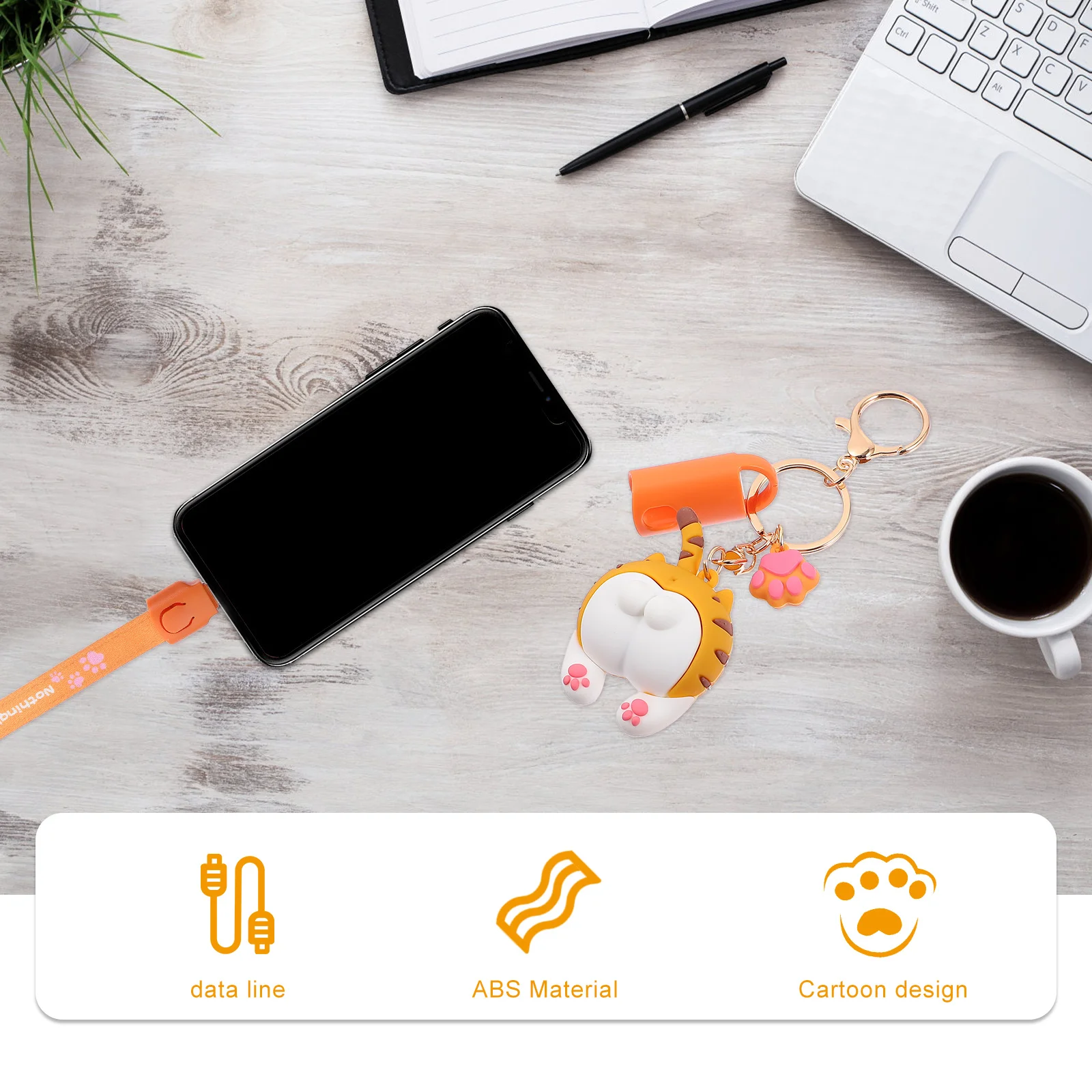 

Lanyard Keychain Cartoon Type-C Data Cable Multipurpose Durable Phone Charging Cable Flexible Smartphone Charging Cord