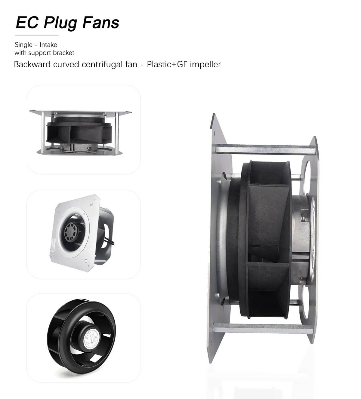 

400 мм EC-двигатель, 700 Вт, 230 В, 1800 об/мин, обратный изогнутый центробежный вентилятор с кронштейном, лезвие из алюминиевого сплава, OEM, настраиваемый