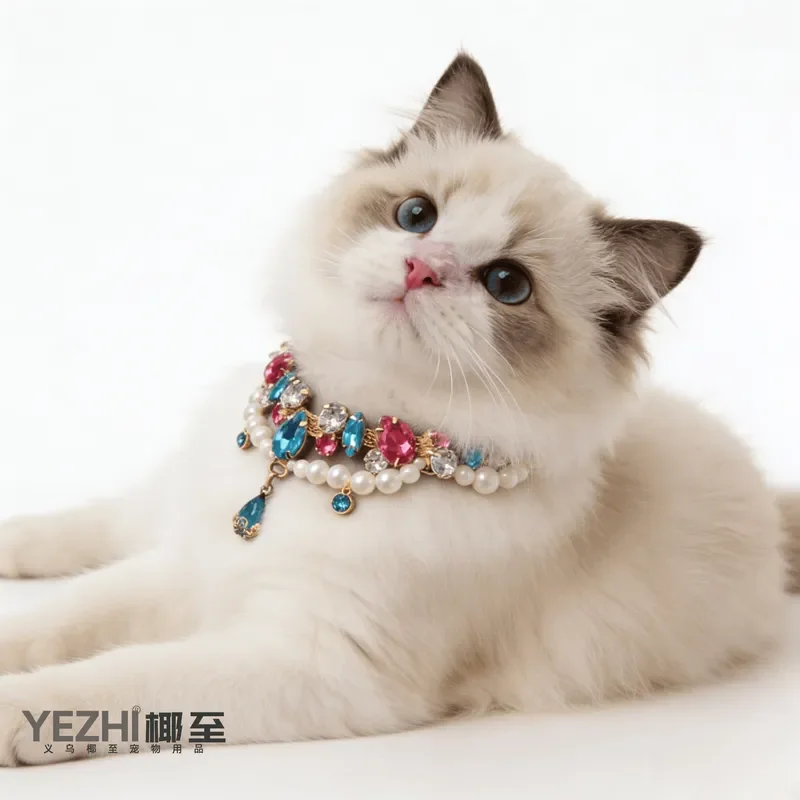 Cross-border Rhinestone Necklace Luxury Gem Cat Dog Collar Gorgeous Cat Muppet Bi Xiong Teddy Factory Pet Cat Wholesale