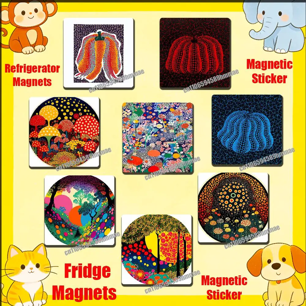 

For Y-Yayoi Art K-Kusama Fridge Freezer Refrigerator Magnets Metal Cabinet Magnetic Sticker Cover Home