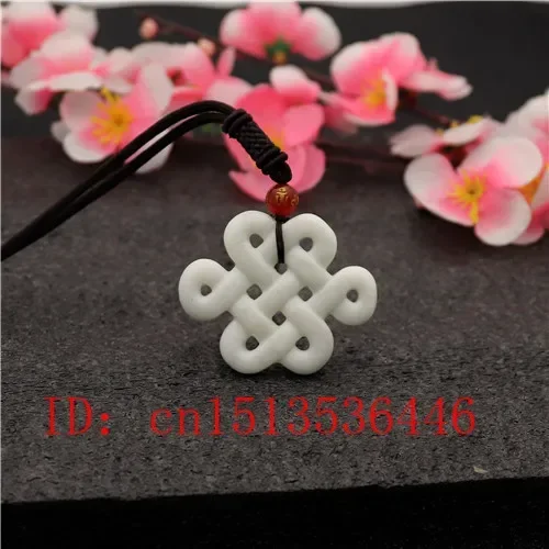 الجوف خارج على الوجهين منحوتة الصينية عقدة اليشم قلادة الطبيعية الأسود الأخضر والأبيض قلادة سحر المجوهرات تميمة الهدايا