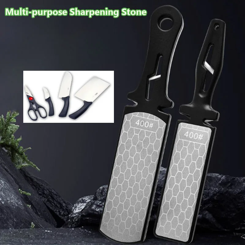 5-In-1 Diamond Sharpening Plate Knife And Scissors Sharpener Ceramic Knife Sharpener Rod Double-Sided 400 Grit Kitchen Grinding