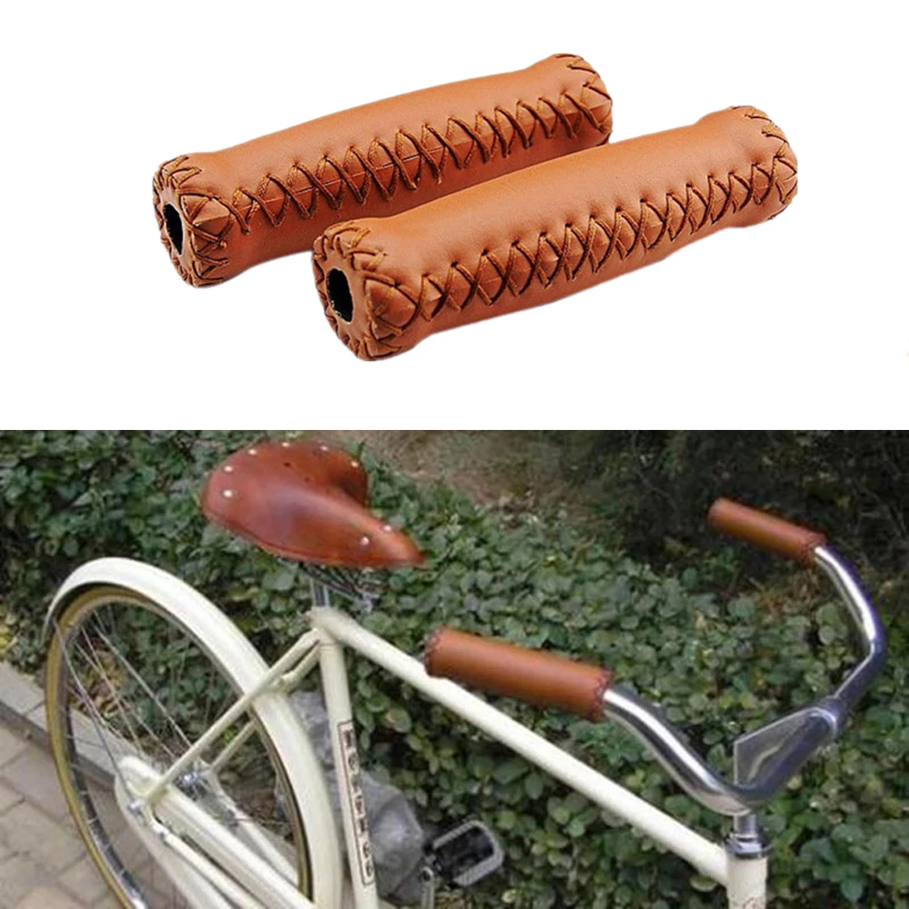 Cover Mountain Bike City Bike Road Bike Bicycle Handlebar Grips Leather Bicycle Grips Vintage Bicycle Grips Retro Cycling Grip