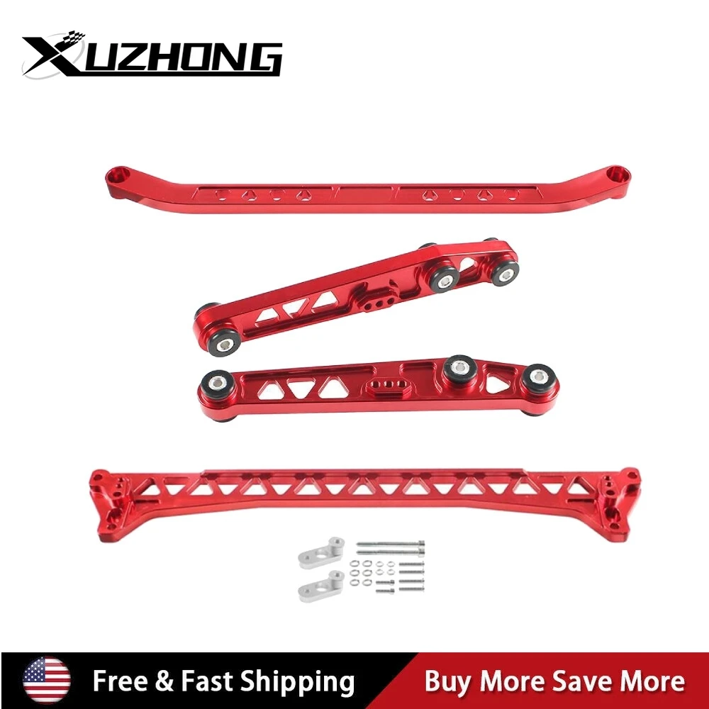 

Rear Lower Control Arm Subframe Brace Tie Bar Kit For 92-95 Honda Civic EG Red