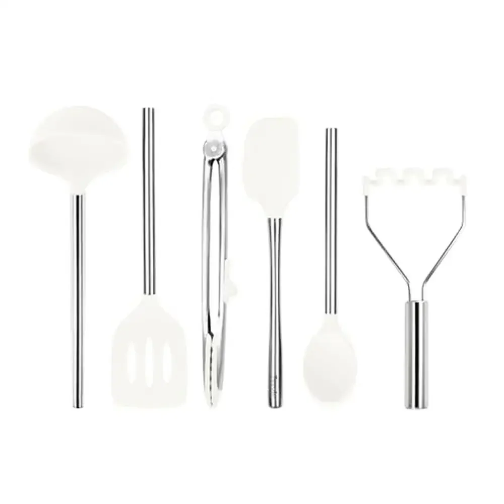 

6-Piece Silicone Kitchen Utensil Set Essential Cooking Tools Sturdy Safe Handling Durable Design Easy Food Handling Scratch-Free