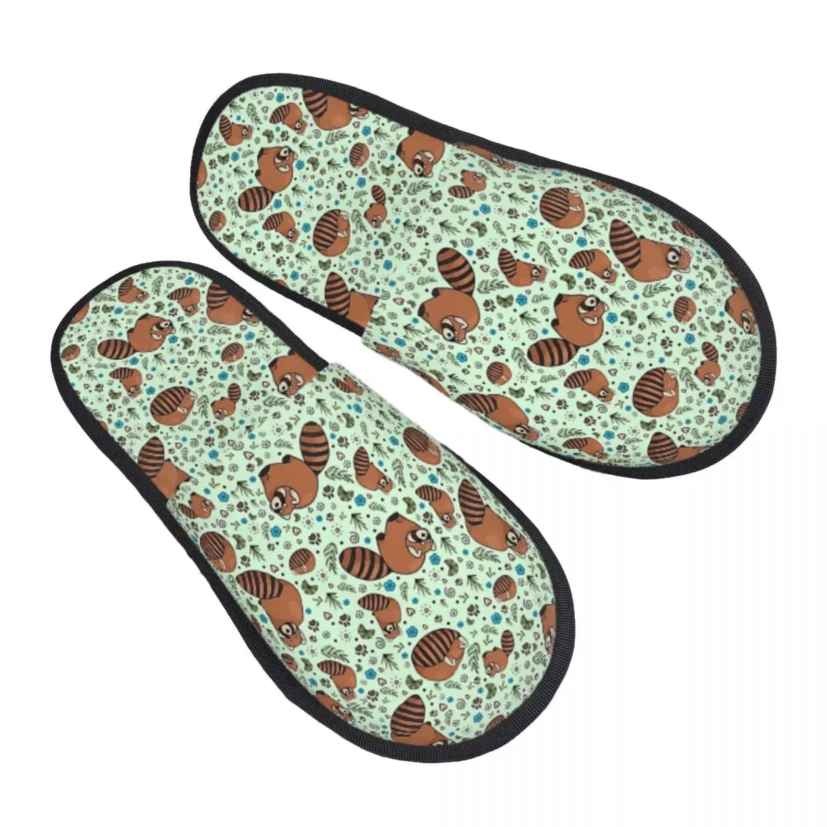 Chaussons personnalisés en forme de panda roux, en mousse à mémoire de forme, chauds et doux, pour femmes, pantoufles confortables pour la maison et la chambre à coucher.